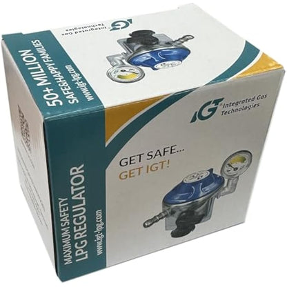 IGT 28Mbar Butane Gas Regulator With Pressure Gauge Fits 21Mm Gas Cylinders