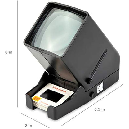 Kodak RODESV25 35-mm Slide Projector and Film Viewing Device, Battery-Operated, 3x Magnification, LED Illuminated Display, for 35-mm Slides and Film Negatives, Black