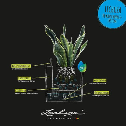 Lechuza Self Watering Plant Pots CUBE Cottage 40 Rattan Look Plastic Garden Outdoor Indoor Planter with Drainage Hole H40 L40 W40 cm Granite