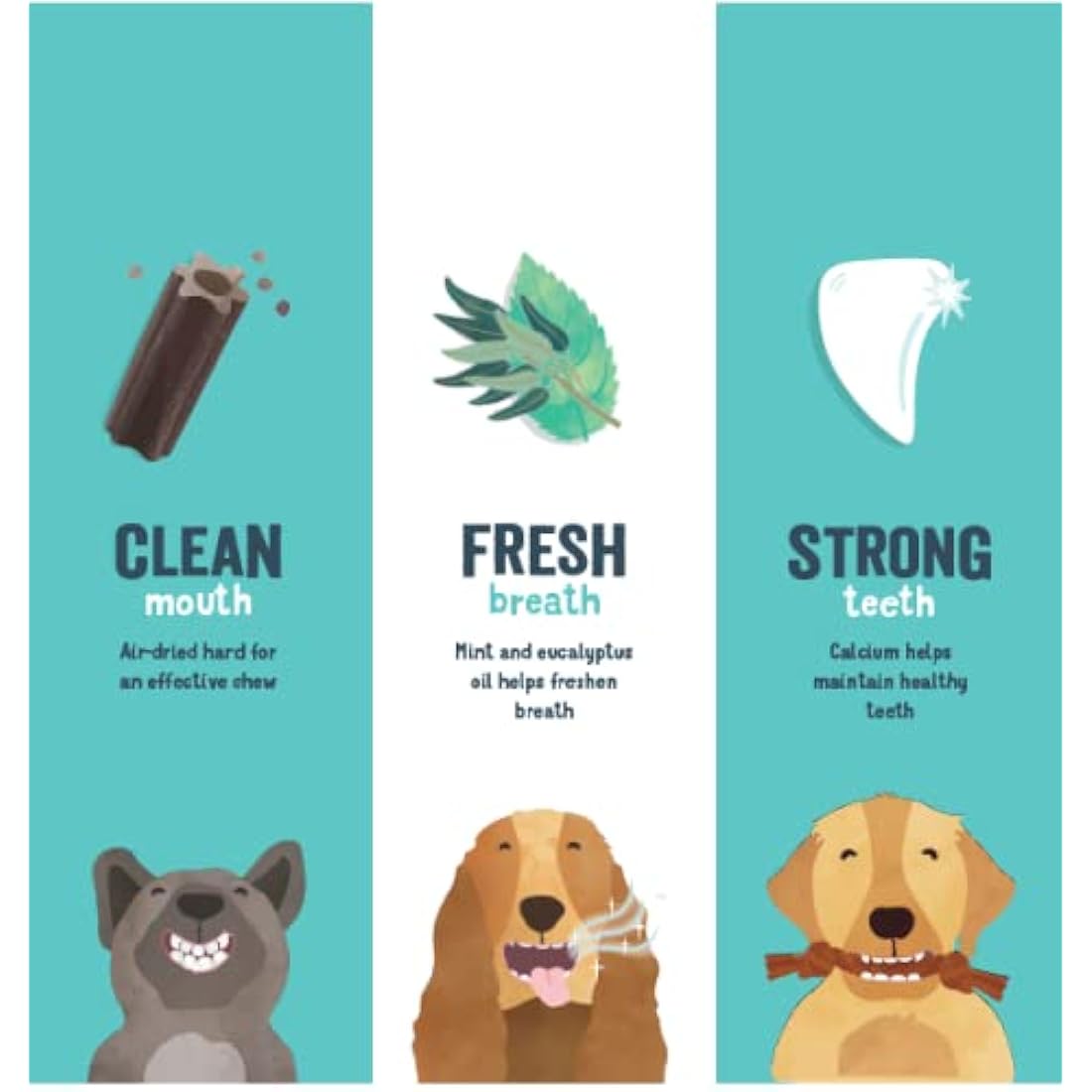 Edgard Cooper Treats Dental Stick, Medium - Mint and Strawberry - (8 x 7 stick pack), Natural Dog Chew Sticks, Dental Hygiene, One per Day, Low Calorie, Long Chewing, Fresh Breath