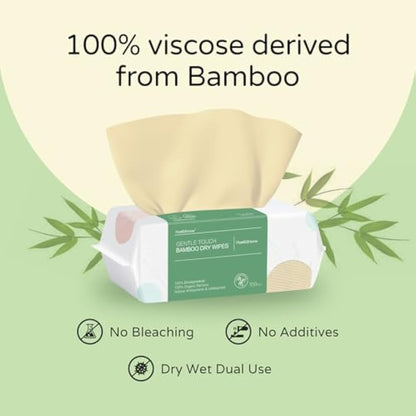 PoeticEHome Ultra-Soft 100% Pure Bamboo Dry Baby Wipes for Sensitive Skin - Unscented & Unbleached Facial Tissue Cloths, Hypoallergenic, 2X Softer Than Cotton - Wet or Dry Use, 400 Count