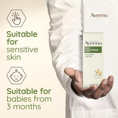 Aveeno Moisturising Cream (1x 100ml), Nourishing Body Lotion with Hydrating Colloidal Oatmeal, Full Body Moisturiser for Dry and Sensitive Skin, Suitable for Adults and Babies from 3 Months