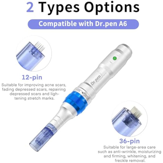 20 Pieces 12 pin Needle Cartridge for Dr.pen A6, Mysweety Microneedles for Electric Derma Microneedle Stamp Pen