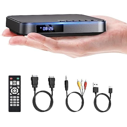 DESOBRY Mini DVD Player HDMI for TV 1080P Multi Region DVD Player with AV Output, USB/TF Card Input, Remote Control, Support PAL/NTSC