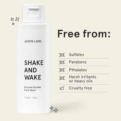Enzyme Powder Face Wash for Men | SHAKE AND WAKE Exfoliating Powder Cleanser, Anti Aging Pineapple & Papaya Enzyme Cleanser & Microfoliant with Vitamin C & E, Niacinamide & AHAs for a Deep Pore Clean