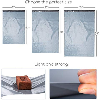 Large Mailing Bags by Calzette Extra Strong Polythene Grey Mail Envelopes for Packaging Clothes Parcel Self Seal Poly Storage Bags 22"x 30" (55cm x 76cm) Postal Bag Packing (10)