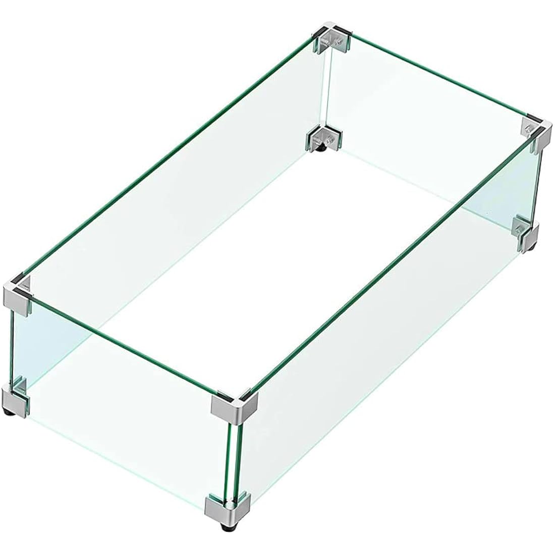 MESIDA 35.5"x15.5"x6" Fire Pit Glass Wind Guard, Tempered Glass Firepit Table Shield, Thick and Sturdy, with Hard Aluminum Corner Bracket