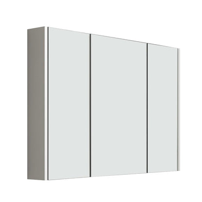 iBathUK Rehaus Wall Mounted Triple Door Mirror, Soft Close Doors with 2 Adjustable Shelves Cabinet, Copper Free Silver Mirror