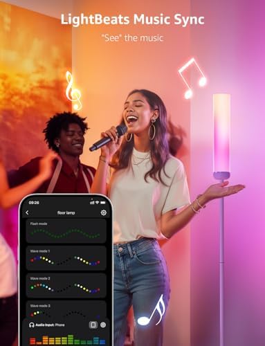 Lepro O1 AI Floor Lamp, Smart Standing Lamp with Music Sync, 2300 Lumen Corner Floor lamp for Living Room, Bedroom, RGB+CCT, AI Lighting Design Assistant, Works with Alexa, 2.4GHz WiFi, No Remote