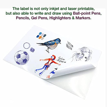 Evergreen Goods 50 Sheets A4 Glossy White Photo Sticker Paper Printable | Splashproof - Inkjet & Laser Printers | Ideal for Sticker Making - Make Your Own Stickers | Very Sticky Self-Adhesive