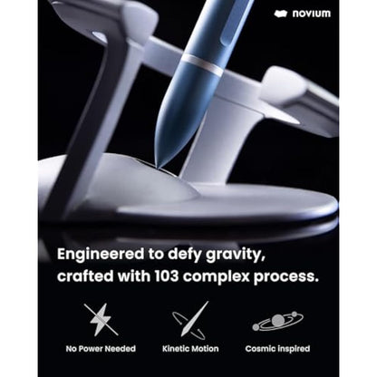 novium Hoverpen Interstellar - Futuristic Luxury Pen Made with Aerospace Alloys, Unique Aesthetic, Free Spinning Executive Pen, Mens Birthday Gift Ideas (Neptune Blue)