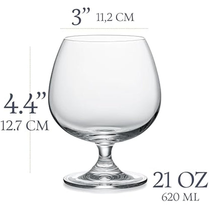 GLASSIQUE CADEAU Large 620 ml Crystal Brandy and Cognac Snifter Glasses | Set of 2 | Short Stem Giant Sniffer Bowls | Drinking and Tasting Glassware for Armagnac