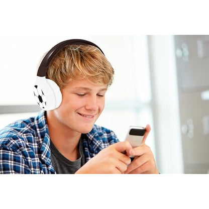 LEXIBOOK - Football - 2-in-1 Bluetooth & Wired Headphones with microphone and control button, Foldable and Adjustable, Long lasting rechargeable battery, HPBT010FO