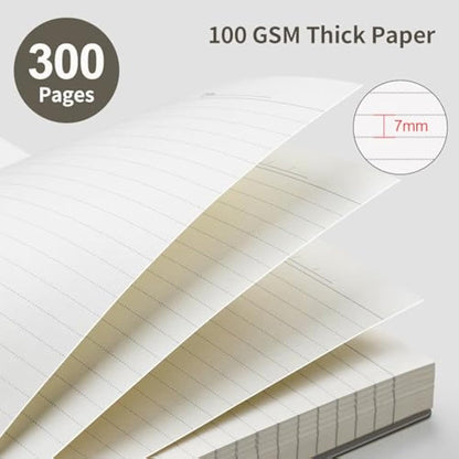 EMSHOI B5 Wirebound Notebook Lined 300 Pages/150 Sheets, Spiral Notepad Multi-Coloured, 100gsm Thick Paper, Waterproof Hardcover, Writing Journal for Women Men Work Office School,19 x 25 cm, Coffee
