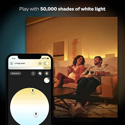 Philips Hue New White Ambiance Smart Light Bulb 4 Pack 60W - 800 Lumen [E27 Edison Screw] with Bluetooth. Works with Alexa, Google Assistant and Apple Homekit.