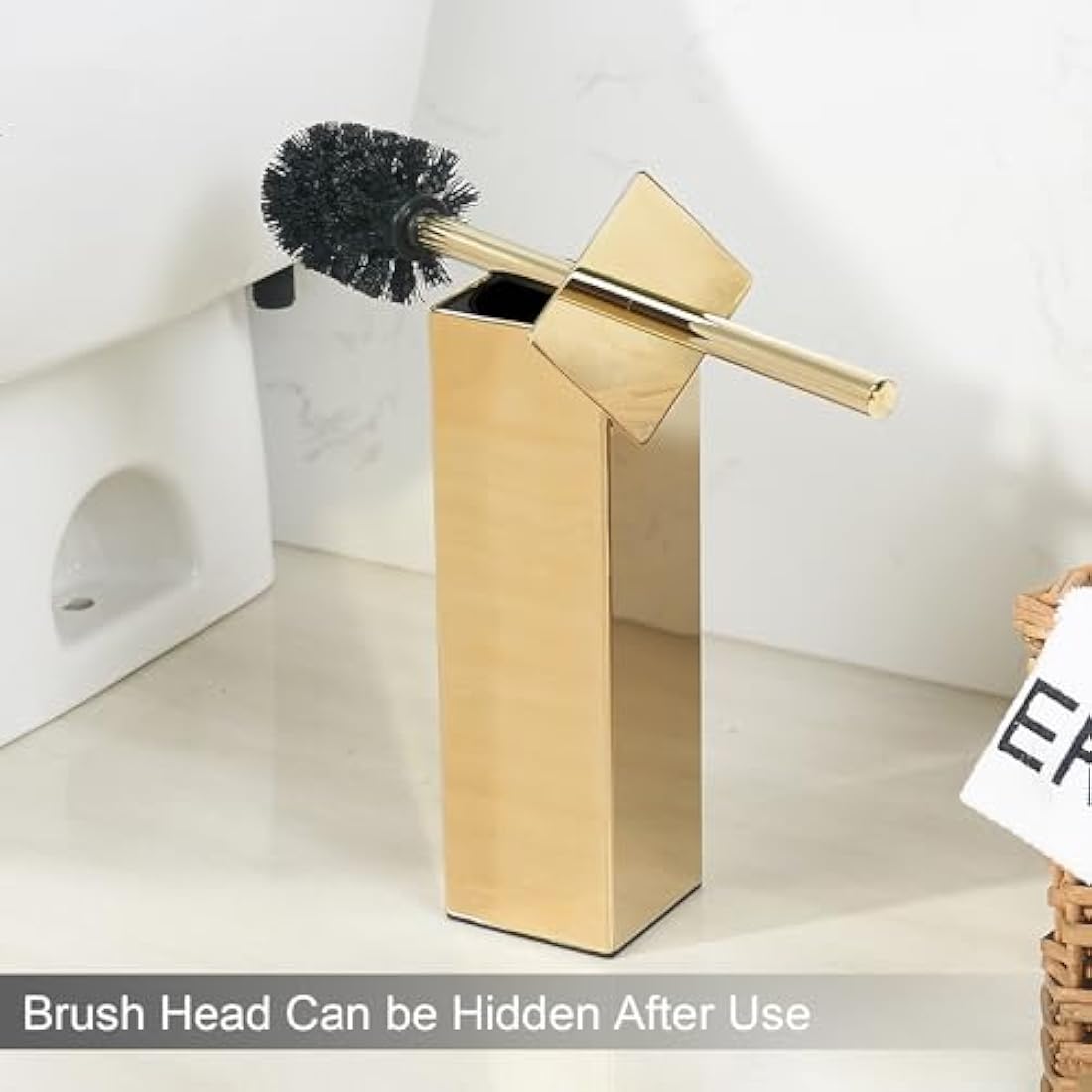BGL Stainless Steel Material Stand Toilet Brush Holder For Bathroom And Hotel (gold)