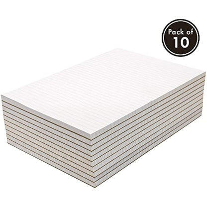 Pukka Pad, A4 8mm Ruled Memo Pad – Pack of 10 – 160 Pages, 80 Sheets of Unpunched 60GSM Paper Per Pad – Glue Top-Bound, Thick Card Back Cover for Home, School Students, & Office Professionals