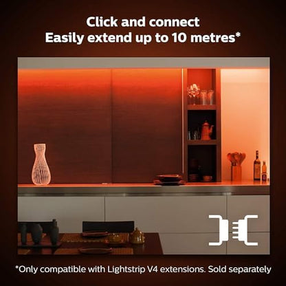 Philips Hue Lightstrip Extension v4 [1 m] White and Colour Ambiance Smart LED Kit with Bluetooth, Compatible with Alexa, Google Assistant and Apple HomeKit ( Packaging may vary )