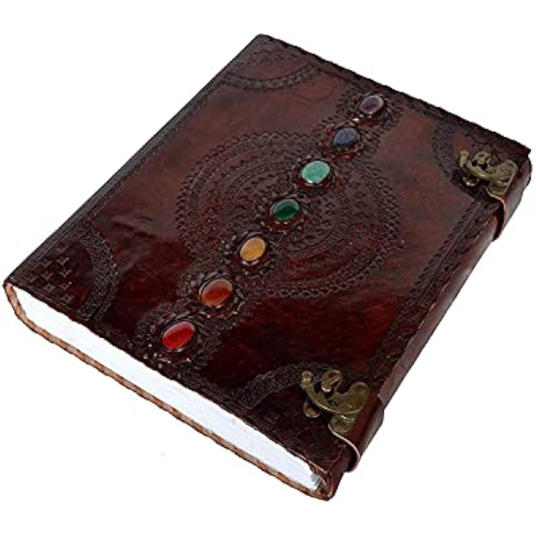 OVERDOSE Seven Stone Leather Journal - Handmade Antique Stone Journal For Students & Office For Men And Women Diary Leather Sketchbook Drawing Journal Notebook - Size 10 X 13 Inches | 25 X 33 cm