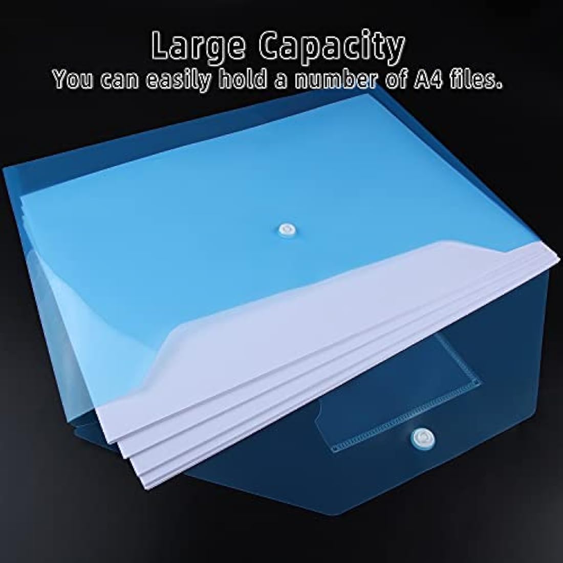 Plastic Wallets - A4 Folders for Paperwork A4 Document Files Folder Plastic Popper Wallets with Pocket, Pack of 6