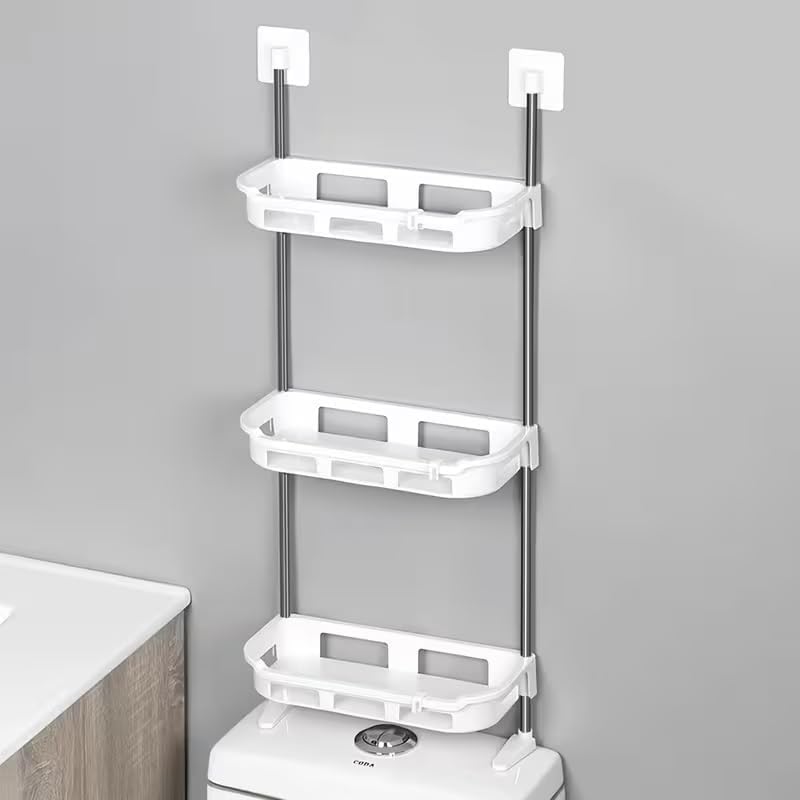 HitlineUK 3 Tier Storage Shelf, Large Capacity Bathroom Organizer, Shower Caddy, No-Drill Installation, Space-Saving Over Toilet Bathroom Shelf