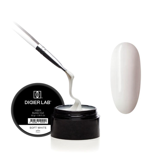 Didier Lab Premium Fiber Builder Gel Soft White - Self-Leveling HEMA-Free Builder Gel for Nails - Ultra-Strong LED UV Fiberglass Gel For Nail Repair