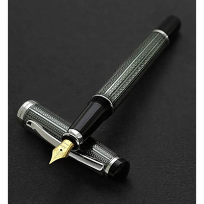 Xezo Incognito Fountain Pen, Medium Nib. Zinc Green Layered Lacquer with Pure Platinum Plating. Handcrafted, Limited Edition, Serialized