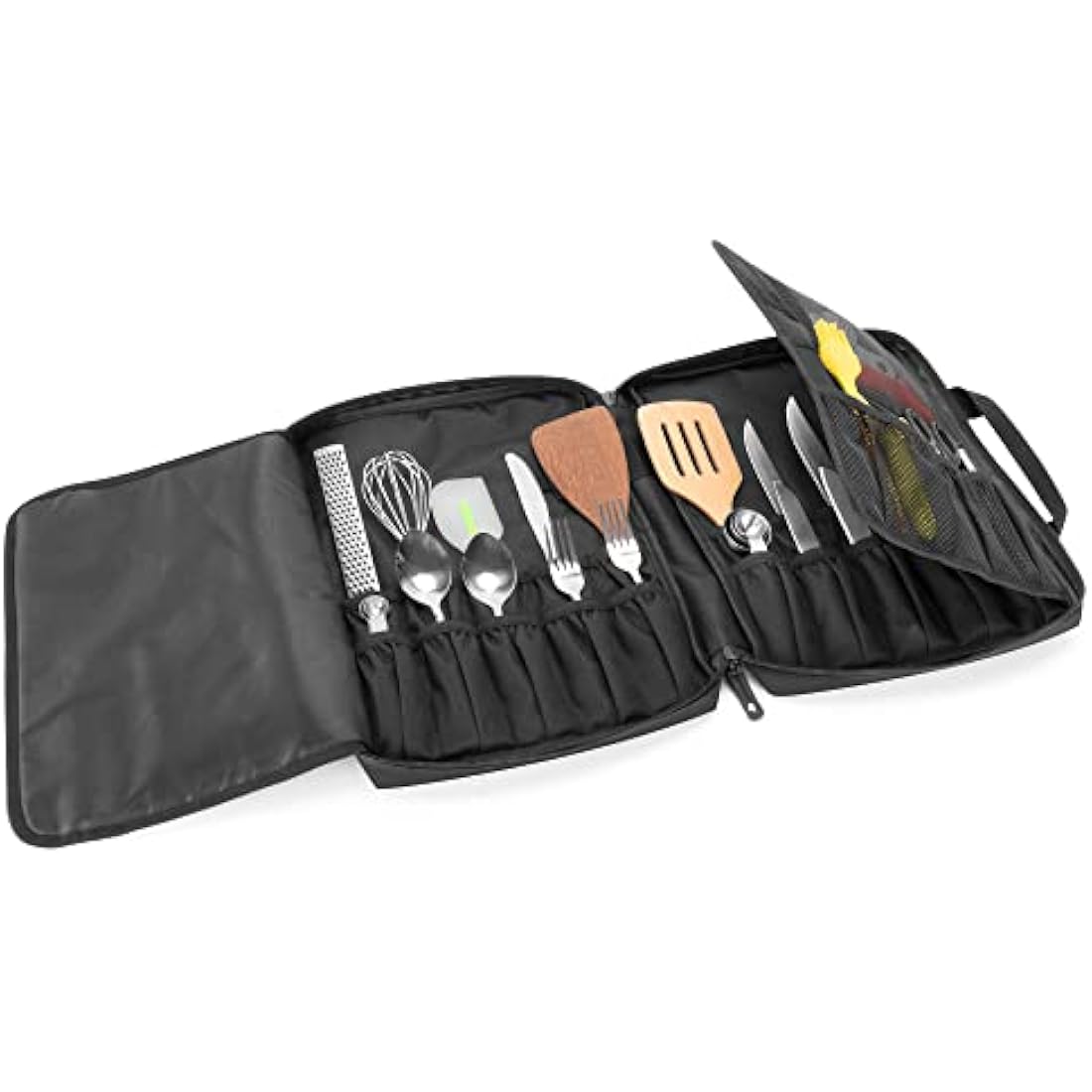samdew Chef Knife Bag with 20+ Slots, Chef Storage Case for Kitchen Tools & Chef Utensils, Professional Knife Carrier Travel Knife Roll Bag with Lockhole & Multiple Pockets, Patent Design, Bag Only