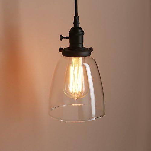 PathsOn Industrial Modern Vintage Loft Bar Kitchen 3 Lights Pendant Light Fittings Cluster Chandelier Glass Lampshade Hanging Ceiling Lamp Light Fixture for Living Room Dining Room Bedroom (Black)