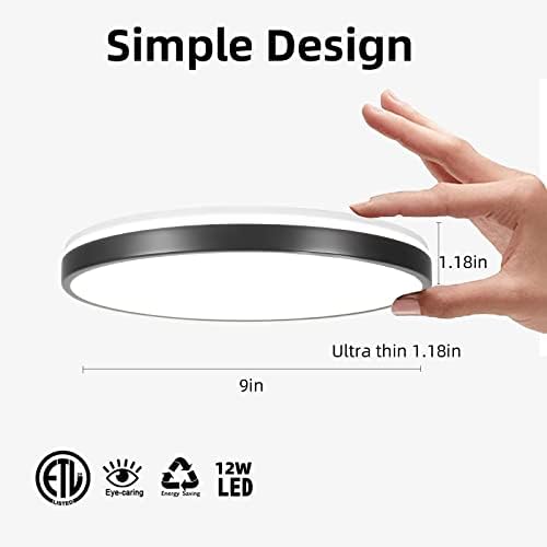 Horevo 24W Bluetooth Ceiling Light with Speaker 12inch, Music LED Ceiling Light with Black Bezel and Remote Control, Dimmable RGB Colour Changing for Kids Room Bathroom (Black)