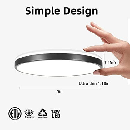 Horevo 24W Bluetooth Ceiling Light with Speaker 12inch, Music LED Ceiling Light with Black Bezel and Remote Control, Dimmable RGB Colour Changing for Kids Room Bathroom (Black)