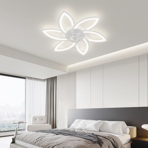 YUNLONG 30.7" Ceiling Fans with Lights and Remote Led Living Room Dimmable Ceiling Lights DC Motor Ceiling Fans with Lamps Reversible 6-Speed Lighting