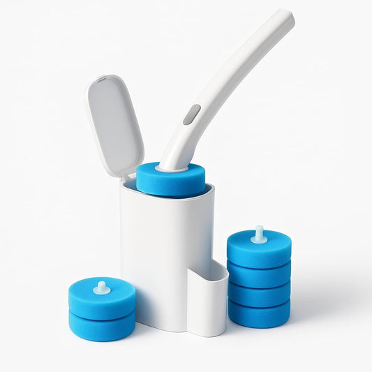 Complete Toilet Brush Kit with Disposable Heads - Effortless Cleaning - Hygienic & Convenient - Includes Storage Caddy - Versatile Bathroom Cleaner