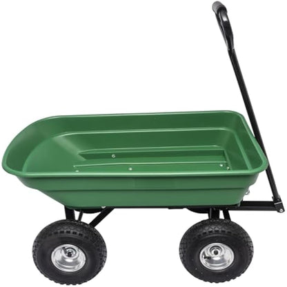 WERKA PRO Garden Trailer Trolley 52 litres, Alloy Steel, Green