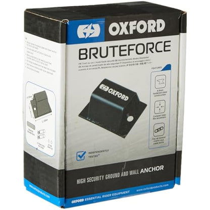 Oxford LK397 Brute Force Ground Anchor. Motorcycle Motorbike Bicycle Ebike Security/Wall Anchor, Black