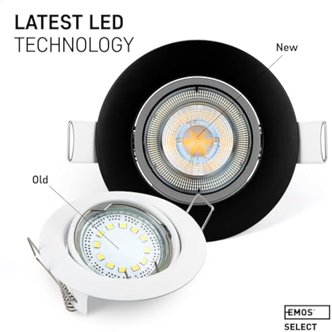EMOS LED Spot Lights Ceiling Round 5W / 450lm, 6500K Cold White | 50° Tilt Swivel Recessed Ceiling Lights, Ultra Slim | Pack of 6 Recessed LED Downlights for Ceiling, Mains Powered, Black