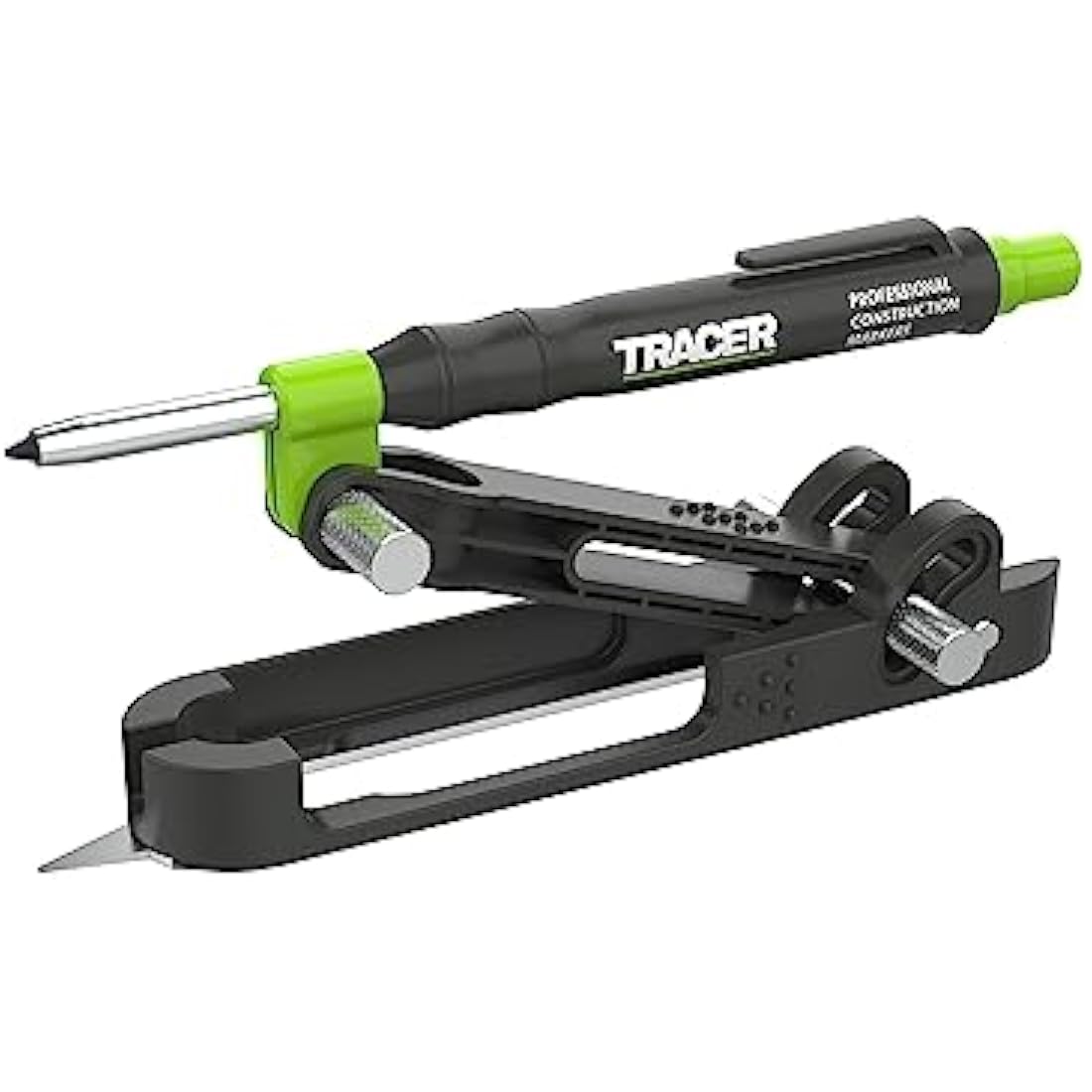 Tracer ProScribe Tool with Deep Hole Pencil, Lead Holster and Carry Case (DIY, Woodworking, and Carpentry Multi-Function Scribe Tool)
