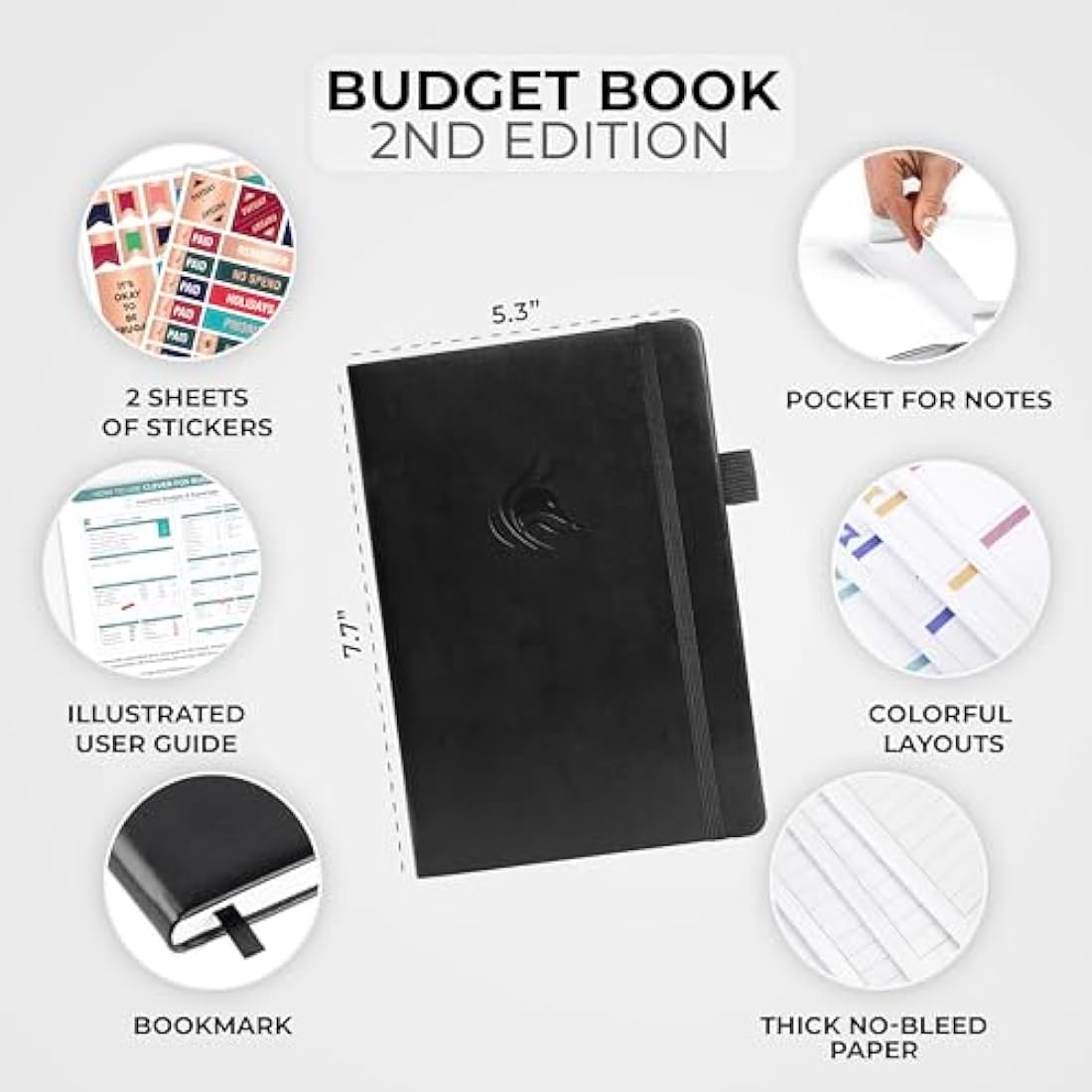 Clever Fox Budget Book 2.0 – Financial Planner & Expense Tracker Notebook. Monthly Budgeting Money Organizer. Compact, 13.5x19cm (Black)