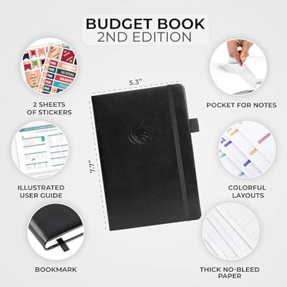 Clever Fox Budget Book 2.0 – Financial Planner & Expense Tracker Notebook. Monthly Budgeting Money Organizer. Compact, 13.5x19cm (Black)