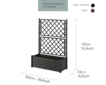 Stefanplast Italy tray with espalier, plastic, rectangular, 100 x 43 x H. 142 cm anthracite