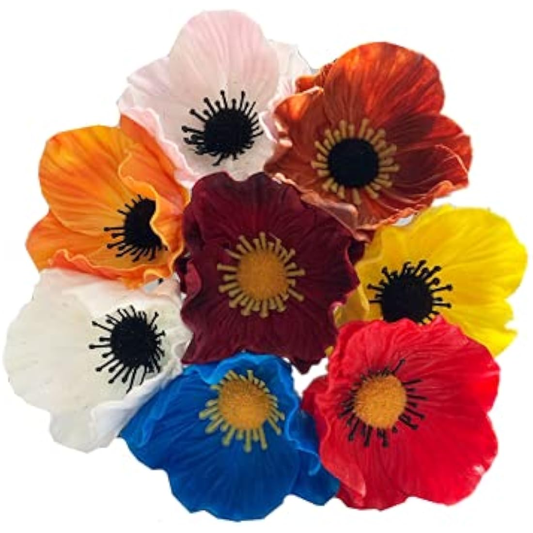 Rikyo 10 Stem 11" Bouquets Artificial Flowers Poppy Flowers,Outdoor UV Resistant No Fade PU Fake Wild Flowers for Table Centerpiece Vase,Wedding Holding Flowers Backdrop Arch Wall (10 Color)