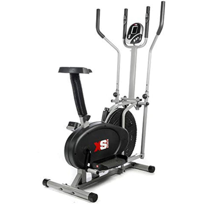 Luna Pro 2-in1 Elliptical Cross Trainer Exercise Bike-Fitness Cardio Weightloss Workout Machine-With Seat + Pulse Heart Rate Sensors