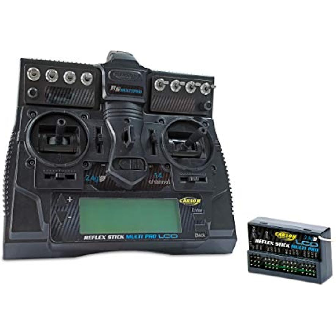 Carson 500501004 FS Reflex Stick Multi PRO LCD 2.4 GHz - 14 Channel Remote Control System with Receiver for Model Building Vehicles such as RC Cars and Ships