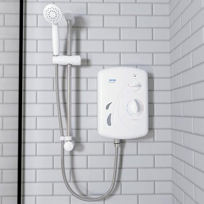Triton Showers Seville, Shower Electric, 10.5 KW, White, Instant Hot Water, Replacement Shower, Anti Twist Hose, Bathroom Showering Unit
