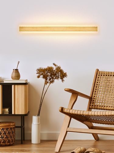 LUOLONG LED Wall Light Wood Long Wall Lamp Bamboo 80cm Indoor Lamp 3000K Wall Lights 25W Modern Interior Lighting Bedside Lamp Hallway Lamp Wall Lamp for Bedroom Living Room Staircase
