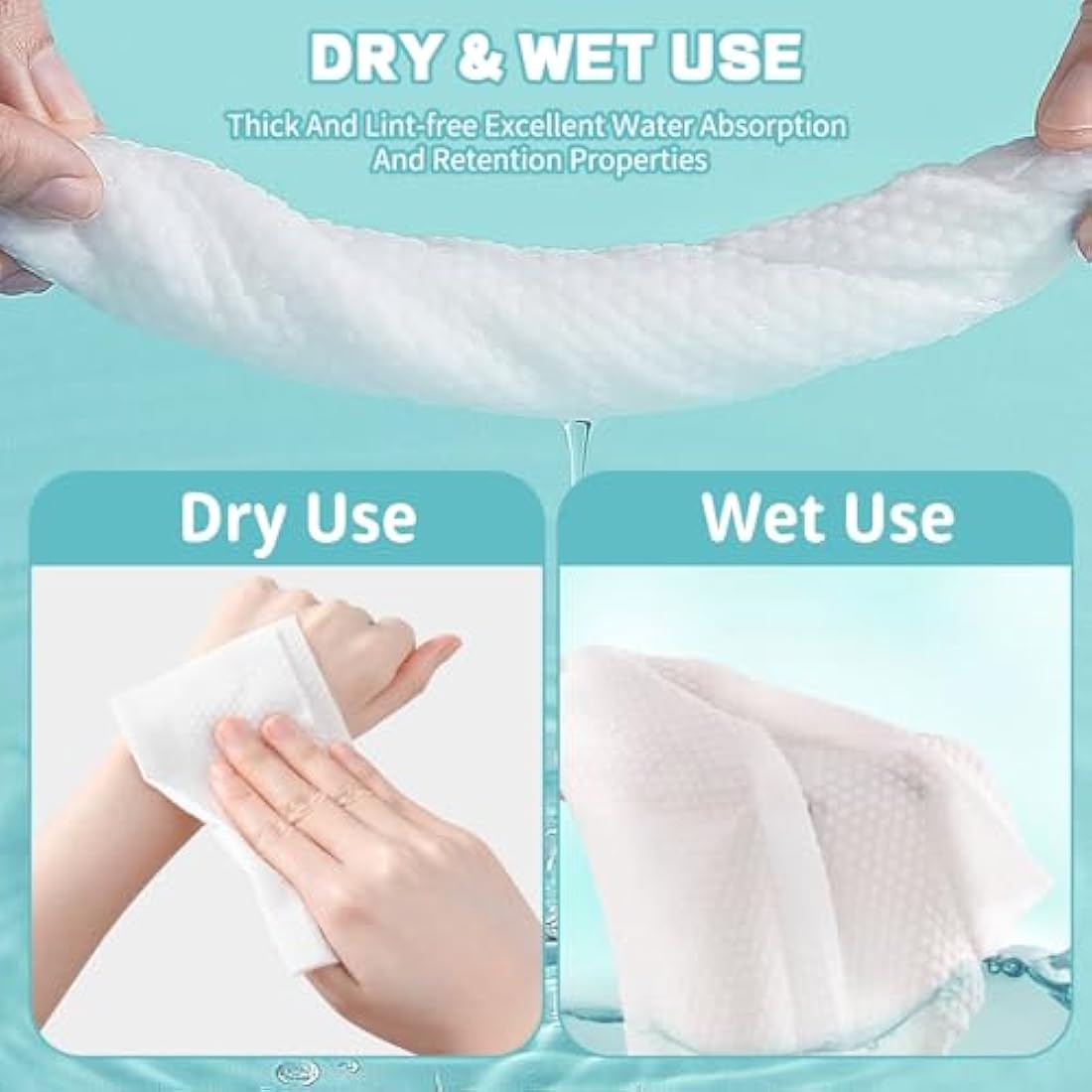 Disposable Face Towel 400 Count, Biodegradable Disposable Towels, Skin Care, Make up Remover, Wipes and Facial Cleansing