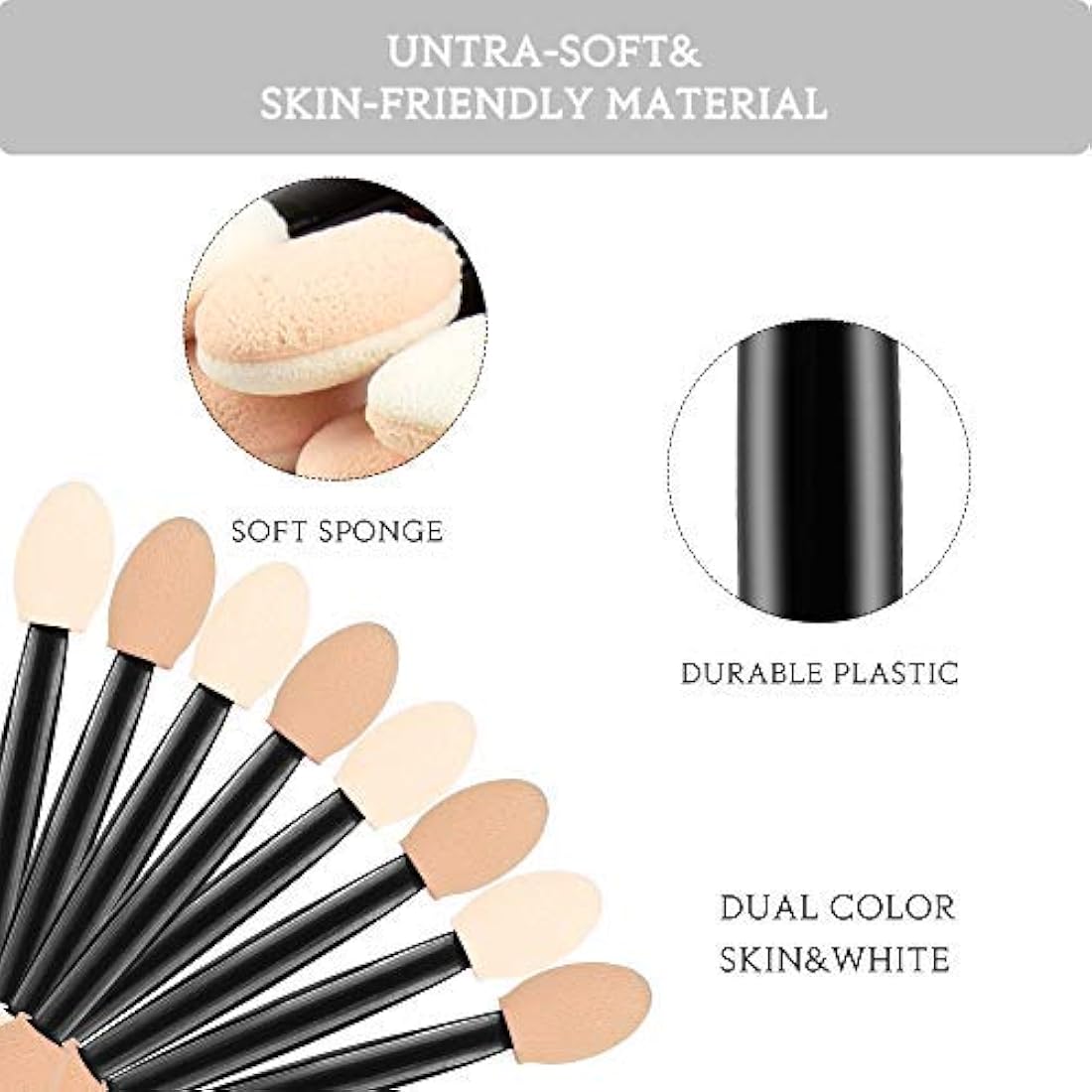 Eyeshadow Applicators, MORGLES 50pcs Disposable Eyeshadow Brushes Set for Make Up Adult Girls, Black