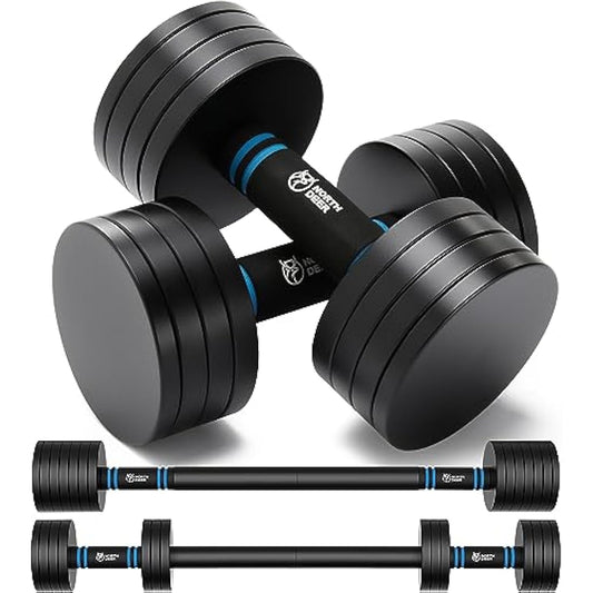 Northdeer Dumbbell Barbell Set 10kg Pair - 2.5kg 3kg 5kg 5.5kg 7.5kg 8kg 10kg - Adjustable Dumbbells V2.0 with Barbell Home Gym Workout