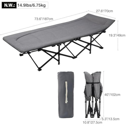 REDCAMP XXL Oversized Camp Bed for adults 500lbs with Cushion and Pillow,29.5" Extra Wide Heavy Duty Sturdy Folding Camping Bed Portable, Stronge Thicker Tubes Sleeping Cot Outdoor Travel Office