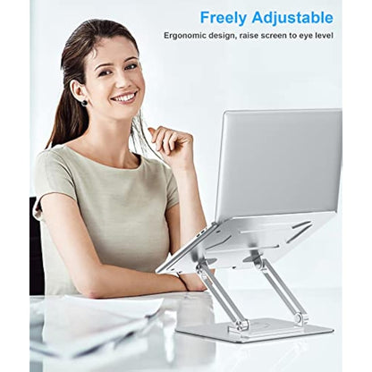BoYata Laptop Stand for Desk, Adjustable Computer Stand with 360° Rotating Base, Ergonomic Foldable Laptop Riser Holder for Collaborative Work, Compatible with All MacBook Pro/Air, Notebook up to 17"